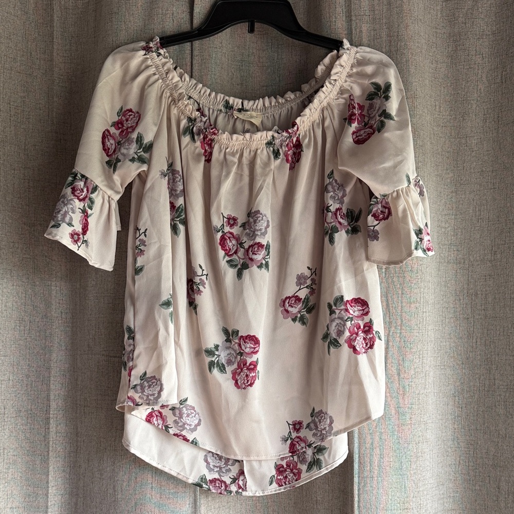 Floral Off-Shoulder Women Top Sz S